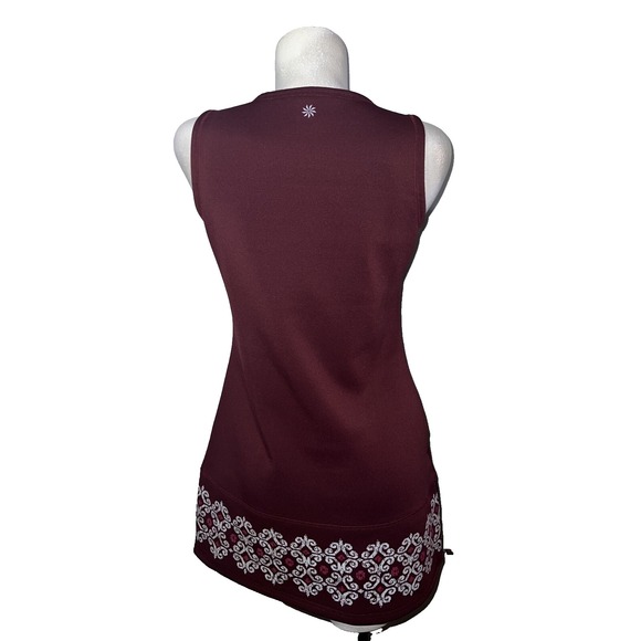 Athleta Burgundy Sleeveless Dress Geometric Print Zipper Pockets Women's Size S - Picture 6 of 10